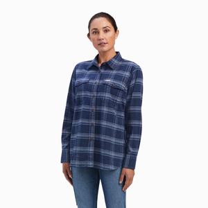 Dámské Košile Ariat Rebar Flannel DuraStretch Tmavě Blankyt | LPUZ-43261