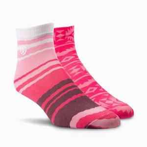 Dámské Ponožky Ariat Pretty in Pink Ankle 2 Pair Pack Růžové Proužek Růžové | ERCV-29874