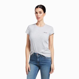 Dámské Topy Ariat Logo Script Šedé | KGJC-28396