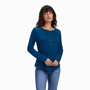 Dámské Topy Ariat REAL Henley Viacfarebný | QONB-27134