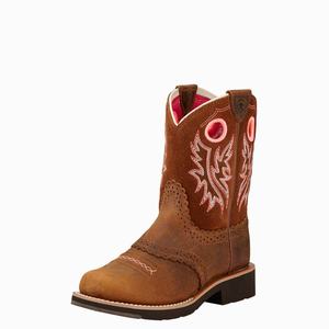 Dětské Westernové Boty Ariat Fatbaby Cowgirl Hnědé | SWLF-74289