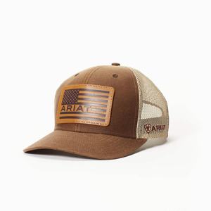 Pánské Klobouky Ariat Flag Patch Mesh Snap Back Hnědé | EHOP-41276