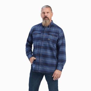 Pánské Košile Ariat Rebar Flannel DuraStretch Tmavě Blankyt | SWVR-60198