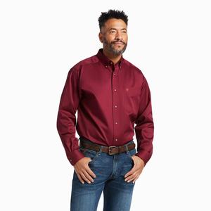 Pánské Košile Ariat Solid Twill Classic Fit Vínové | AKZR-37021