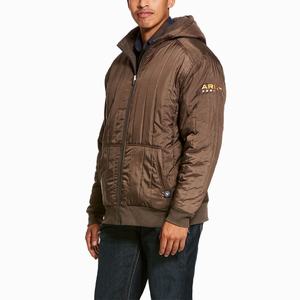 Pánské Mikiny S Kapucí Ariat Rebar Cold Weather Reversible Full Zip Hnědé | ZEXR-05389