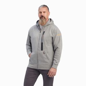 Pánské Mikiny S Kapucí Ariat Rebar Workman Full Zip Šedé | ZMCX-38579