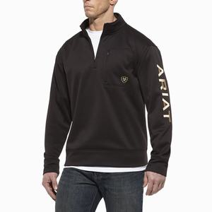 Pánské Mikiny S Kapucí Ariat Team Logo 1/4 Zip Černé | LQAT-24579