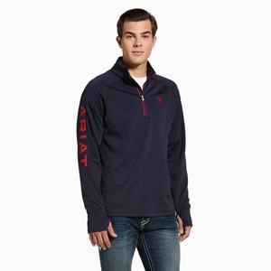 Pánské Mikiny S Kapucí Ariat Tek Team 1/2 Zip Tmavě Blankyt | SZWI-64931