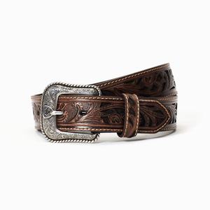 Pánské Pásky Ariat Læder 1.5" Stamped Přezkou Hnědé | MPCF-52937