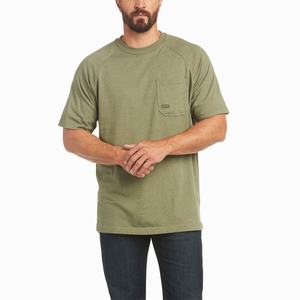 Pánské Short Sleeve Ariat Rebar Bavlněné Strong Olivy Zelené | ITUC-28607