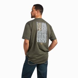 Pánské Topy Ariat Rebar Workman Reflective Flag Olivy Zelené | LBUT-47362