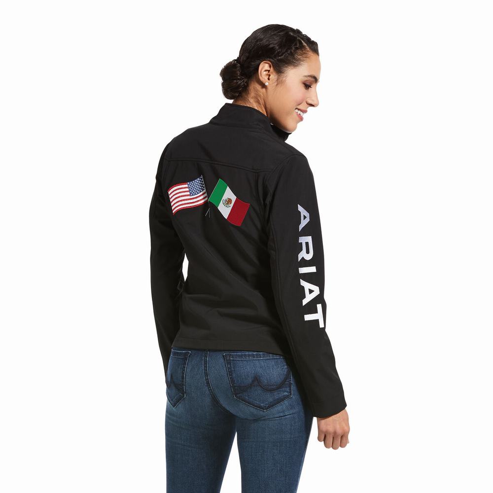 Dámské Bundy Ariat Classic Team USA/MEX Softshell Černé | VIXC-58930