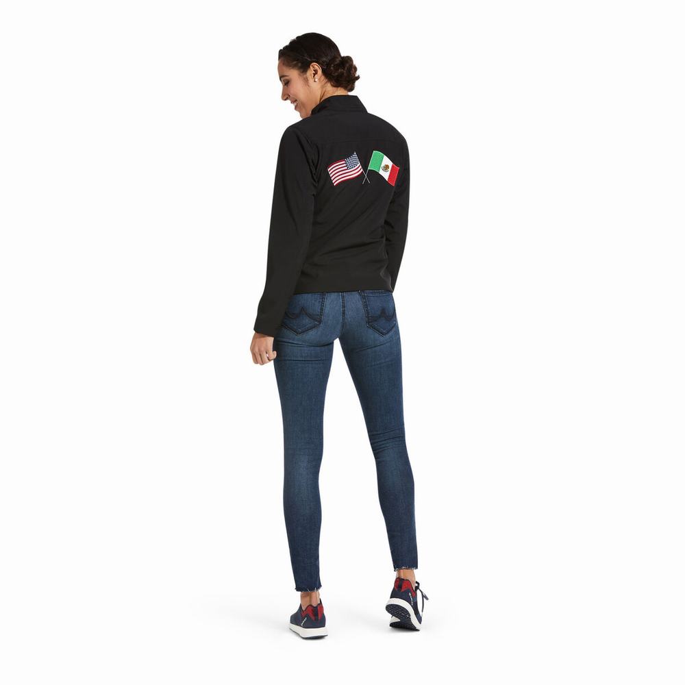 Dámské Bundy Ariat Classic Team USA/MEX Softshell Černé | VIXC-58930