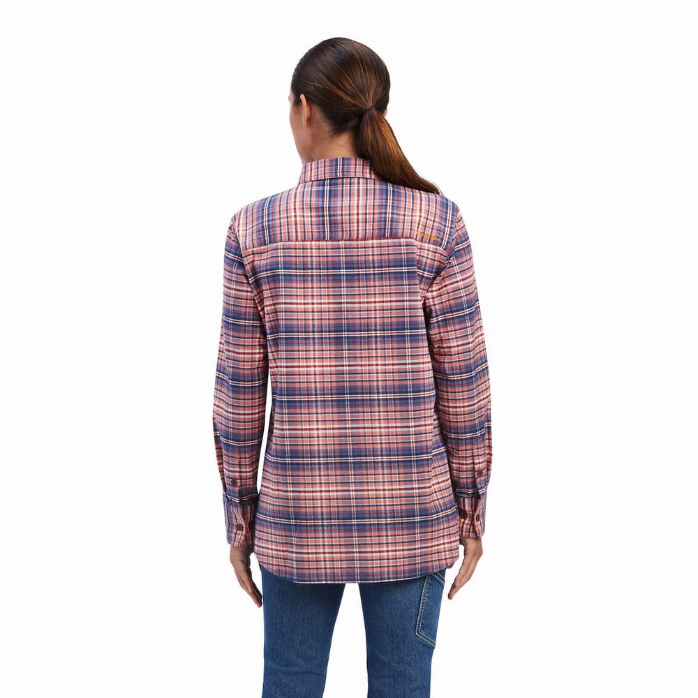 Dámské Košile Ariat Rebar Flannel DuraStretch Růžové | AFJS-35064