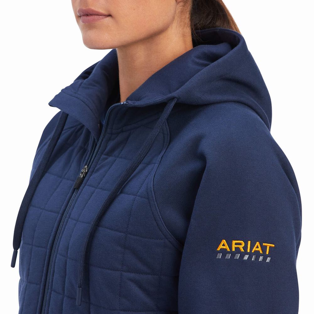 Dámské Mikiny S Kapucí Ariat Rebar Regulator Full Zip Indigo | PSTM-58063