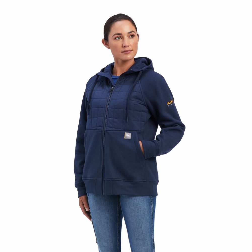 Dámské Mikiny S Kapucí Ariat Rebar Regulator Full Zip Indigo | PSTM-58063