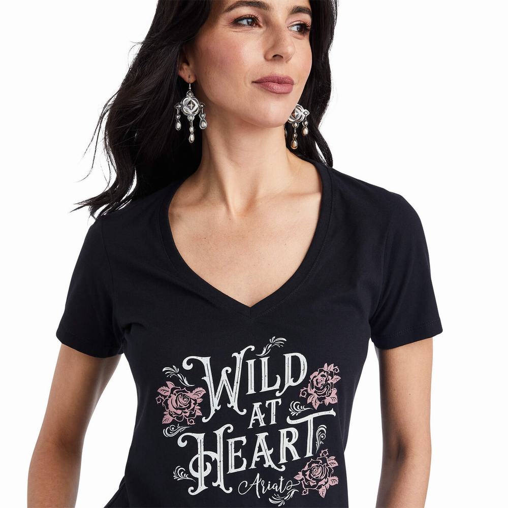 Dámské Topy Ariat Wild Heart Černé | PFGB-18243