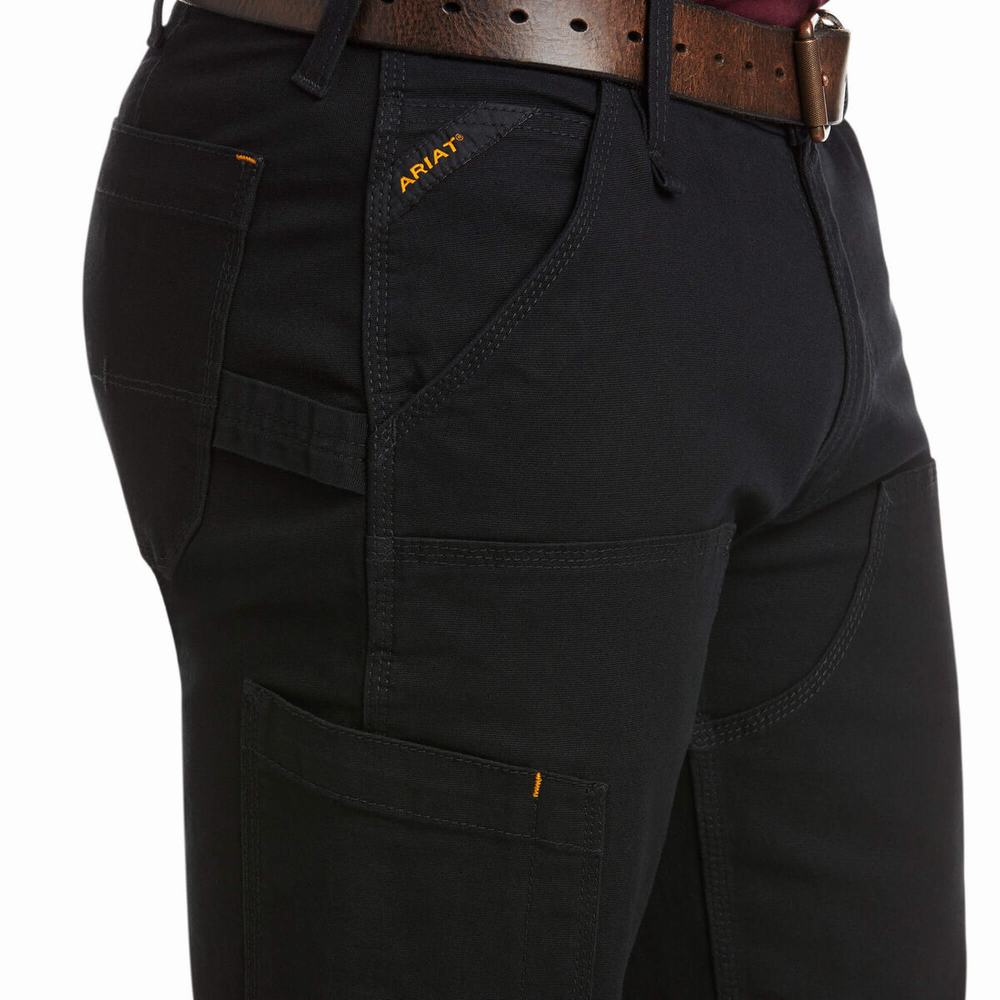 Pánské Kalhoty Ariat Rebar M4 Low Rise DuraStretch Made Tough Double Front Černé | PHRL-85906