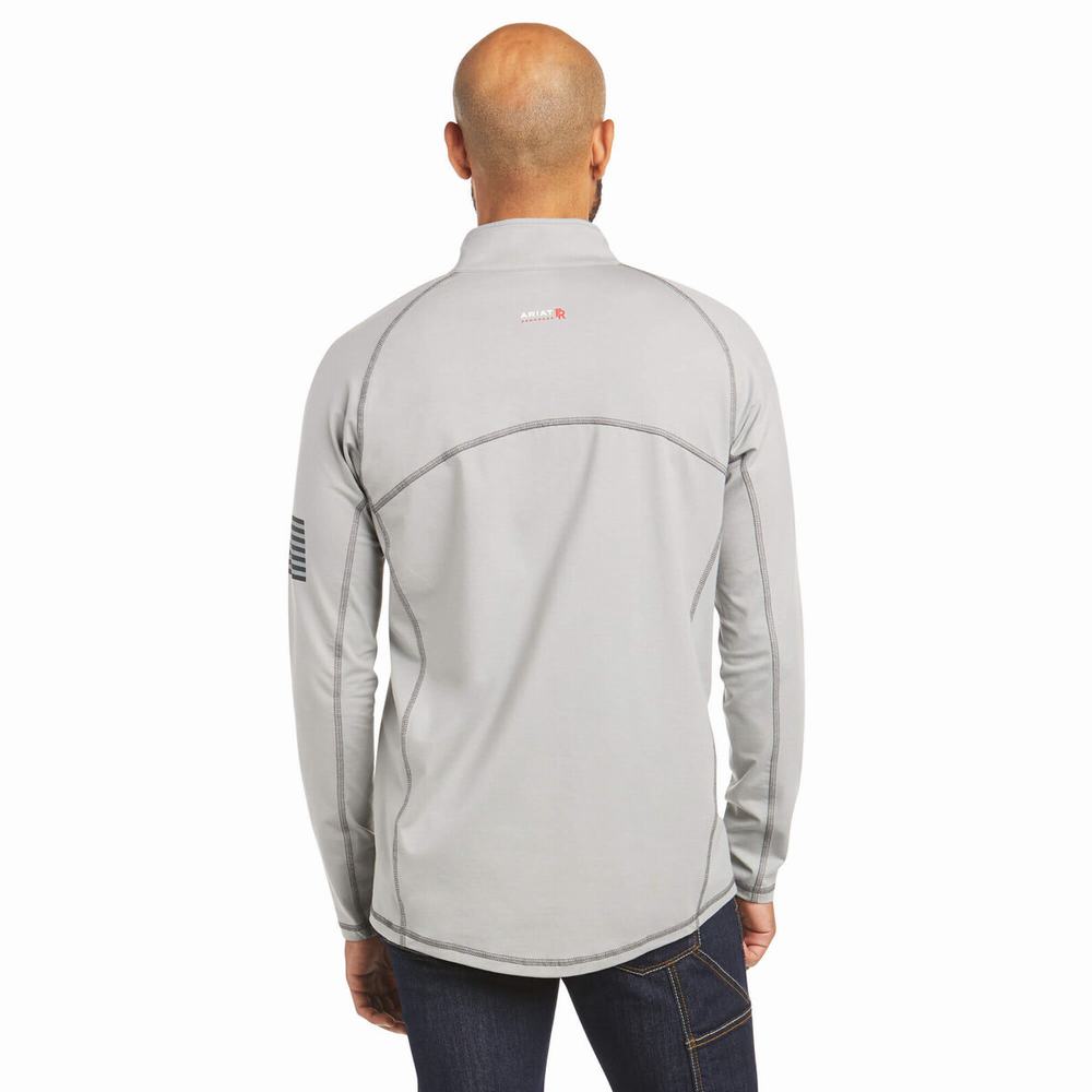 Pánské Košile Ariat FR Combat Stretch Patriot 1/4 Zip Stříbrné | QNKJ-32046