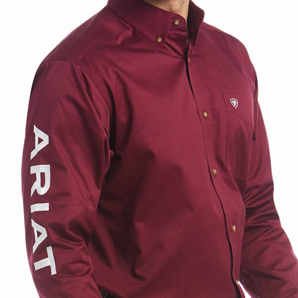 Pánské Košile Ariat Team Logo Twill Classic Fit Vínové | RVBD-21845