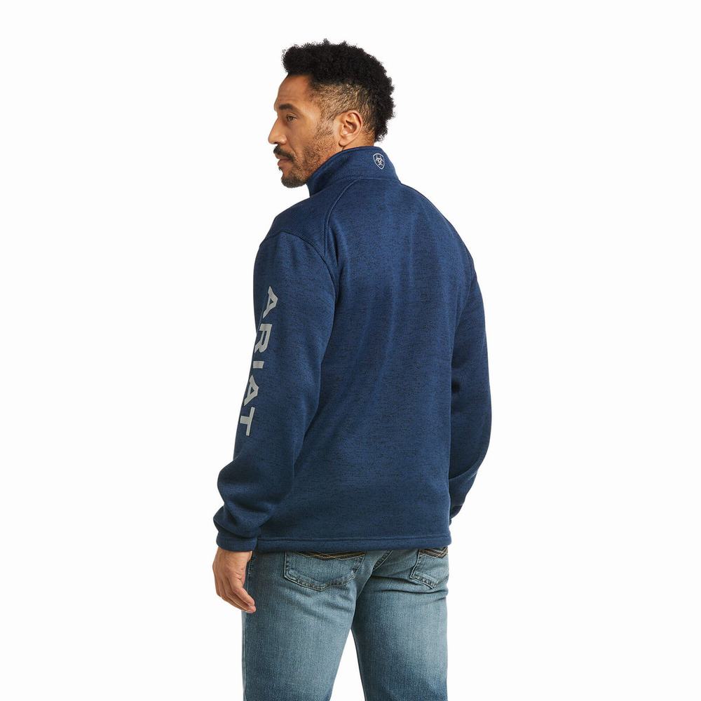 Pánské Mikiny S Kapucí Ariat Caldwell Logo Full Zip Indigo | BFOI-64871