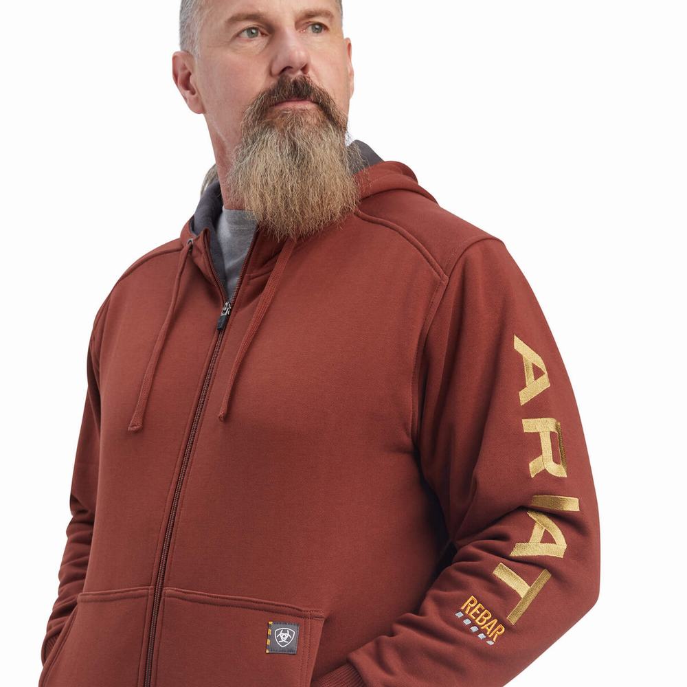 Pánské Mikiny S Kapucí Ariat Rebar All-Weather Full Zip Růžové Zlaté | CEDZ-60289