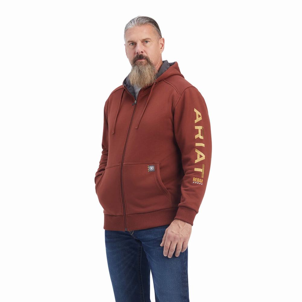 Pánské Mikiny S Kapucí Ariat Rebar All-Weather Full Zip Růžové Zlaté | CEDZ-60289