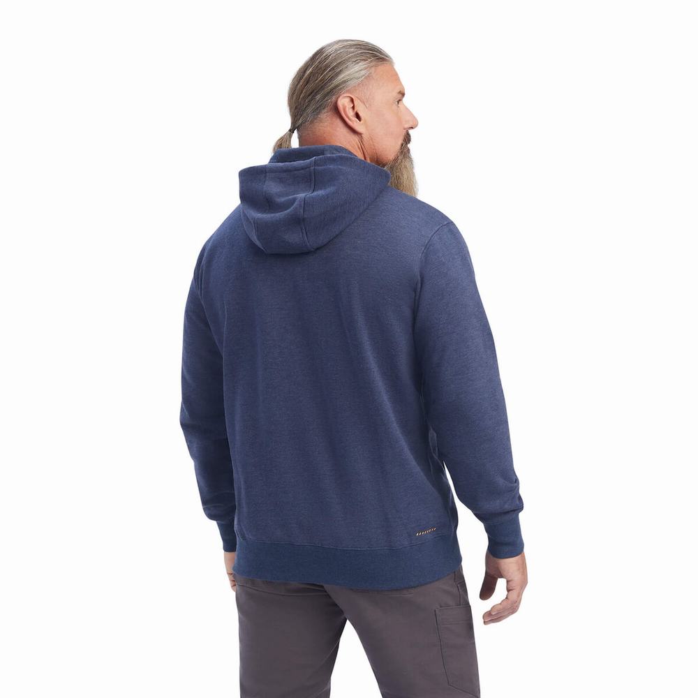 Pánské Mikiny S Kapucí Ariat Rebar Workman 1/4 Zip Tmavě Blankyt | EBNI-80359