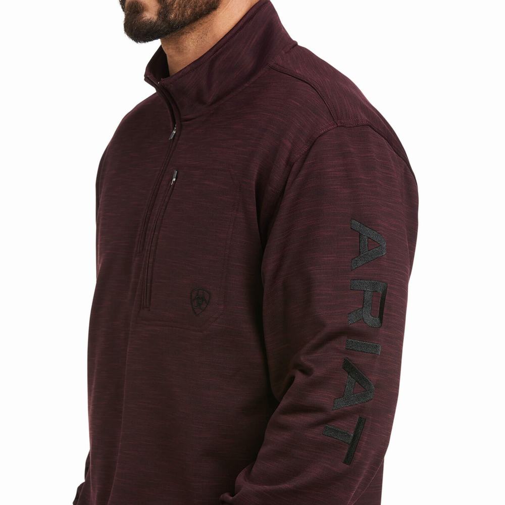 Pánské Mikiny S Kapucí Ariat Team Logo 1/4 Zip Šedé | BICU-09143