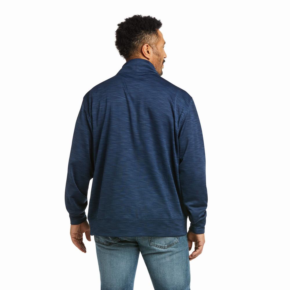 Pánské Mikiny S Kapucí Ariat Team Logo 1/4 Zip Indigo | NWFX-52863