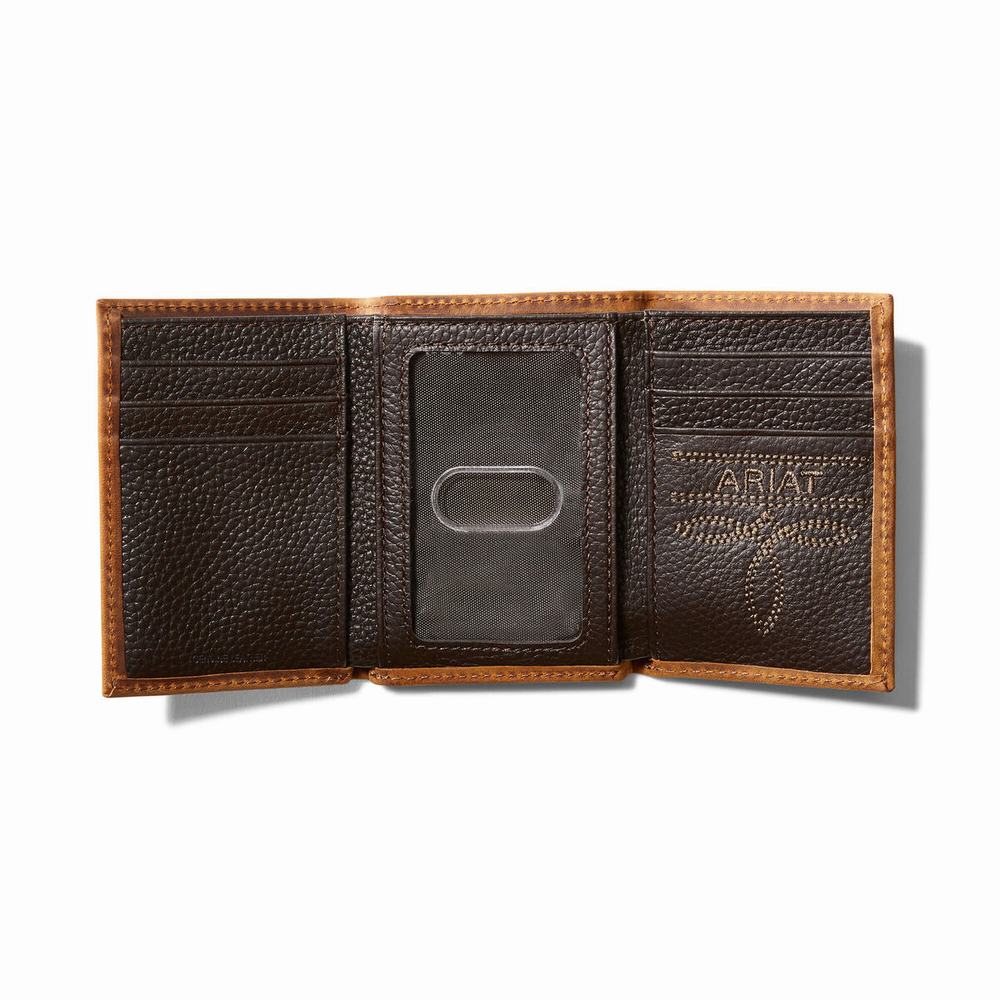 Pánské Peněženky Ariat Trifold Large Logo Hnědé | CWEN-79425