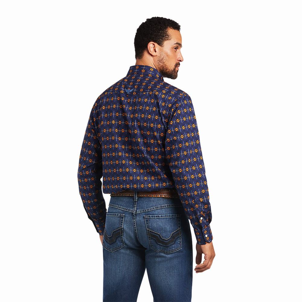 Pánské Polo Triko Ariat Relentless Steeled Stretch Classic Fit Snap Tmavě Blankyt | USIV-30862