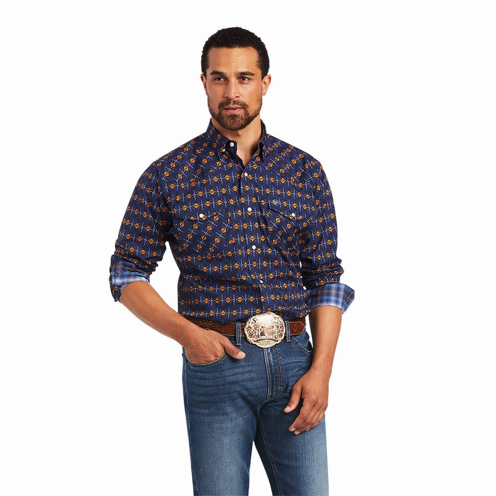 Pánské Polo Triko Ariat Relentless Steeled Stretch Classic Fit Snap Tmavě Blankyt | USIV-30862