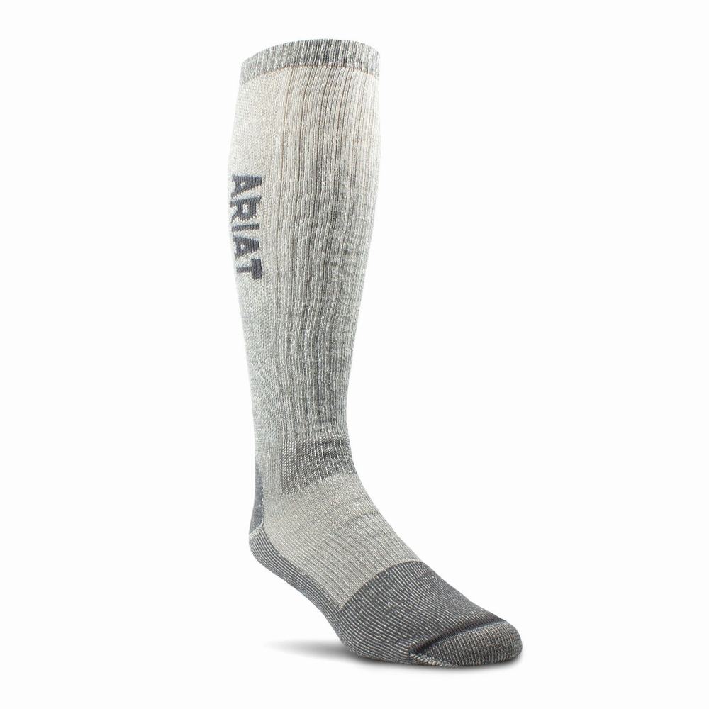 Pánské Ponožky Ariat Midweight Merino Wool Blend Over The Calf Steel Špicí Šedé | IXTA-84706