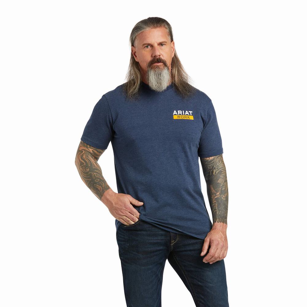 Pánské Short Sleeve Ariat Rebar Bavlněné Strong Roughneck Grafická Tmavě Blankyt Světle Zelene | OWXP-74209