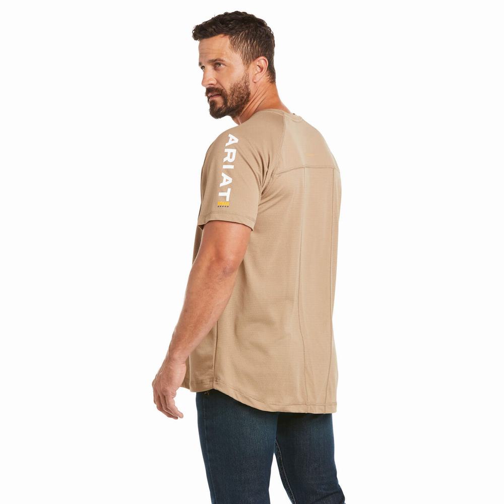 Pánské Short Sleeve Ariat Rebar Heat Fighter Hnědožlutý | LFMA-02567