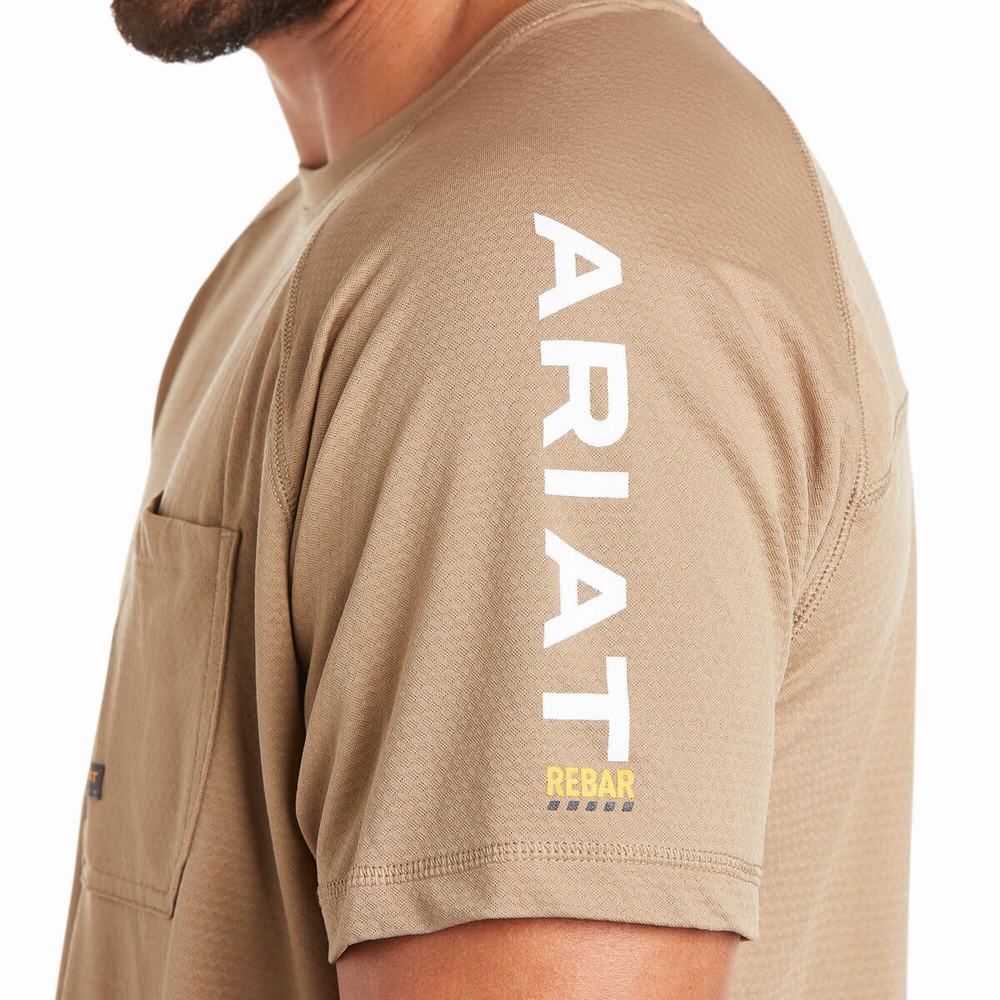 Pánské Short Sleeve Ariat Rebar Heat Fighter Hnědožlutý | LFMA-02567