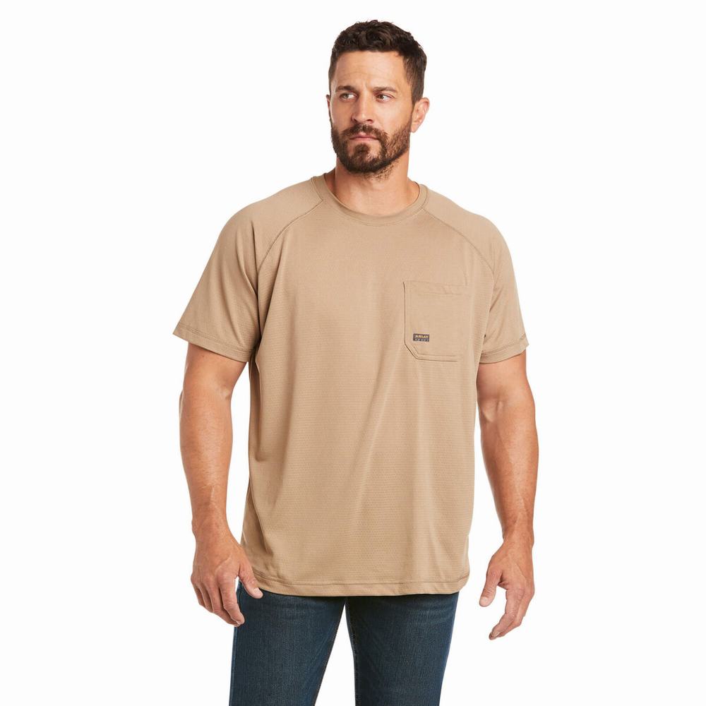 Pánské Short Sleeve Ariat Rebar Heat Fighter Hnědožlutý | LFMA-02567