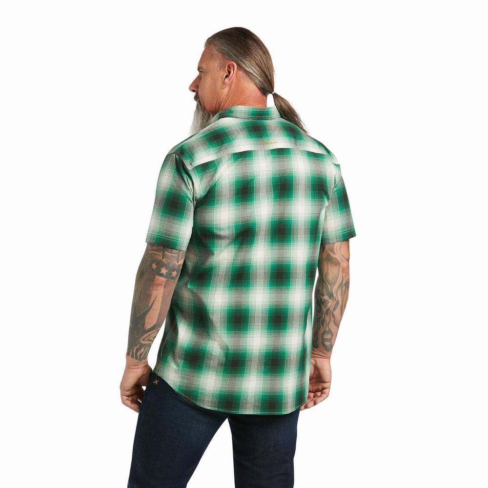 Pánské Short Sleeve Ariat Rebar Made Tough DuraStretch Zelene | ZFUM-94825