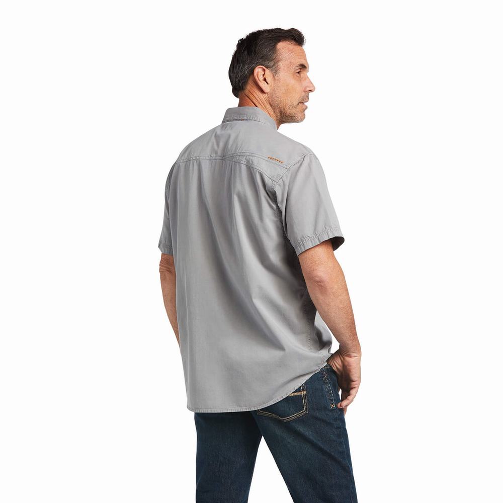 Pánské Short Sleeve Ariat Rebar Washed Twill Stříbrné | GDRH-06743