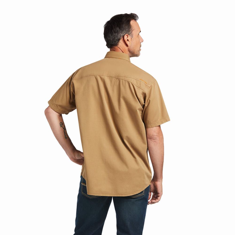 Pánské Short Sleeve Ariat Rebar Washed Twill Hnědožlutý | WCUJ-45730