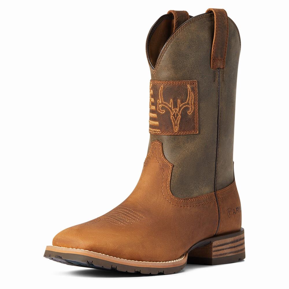 Pánské Westernové Boty Ariat Hybridní Patriot Country Hnědé | BCSW-08367