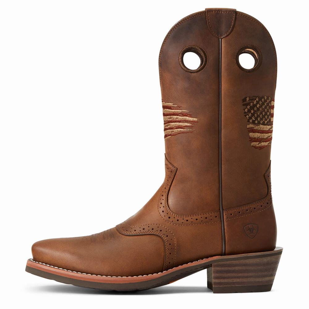 Pánské Westernové Boty Ariat Roughstock Patriot Hnědé | AEPN-93085