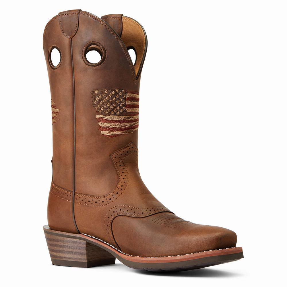 Pánské Westernové Boty Ariat Roughstock Patriot Hnědé | AEPN-93085