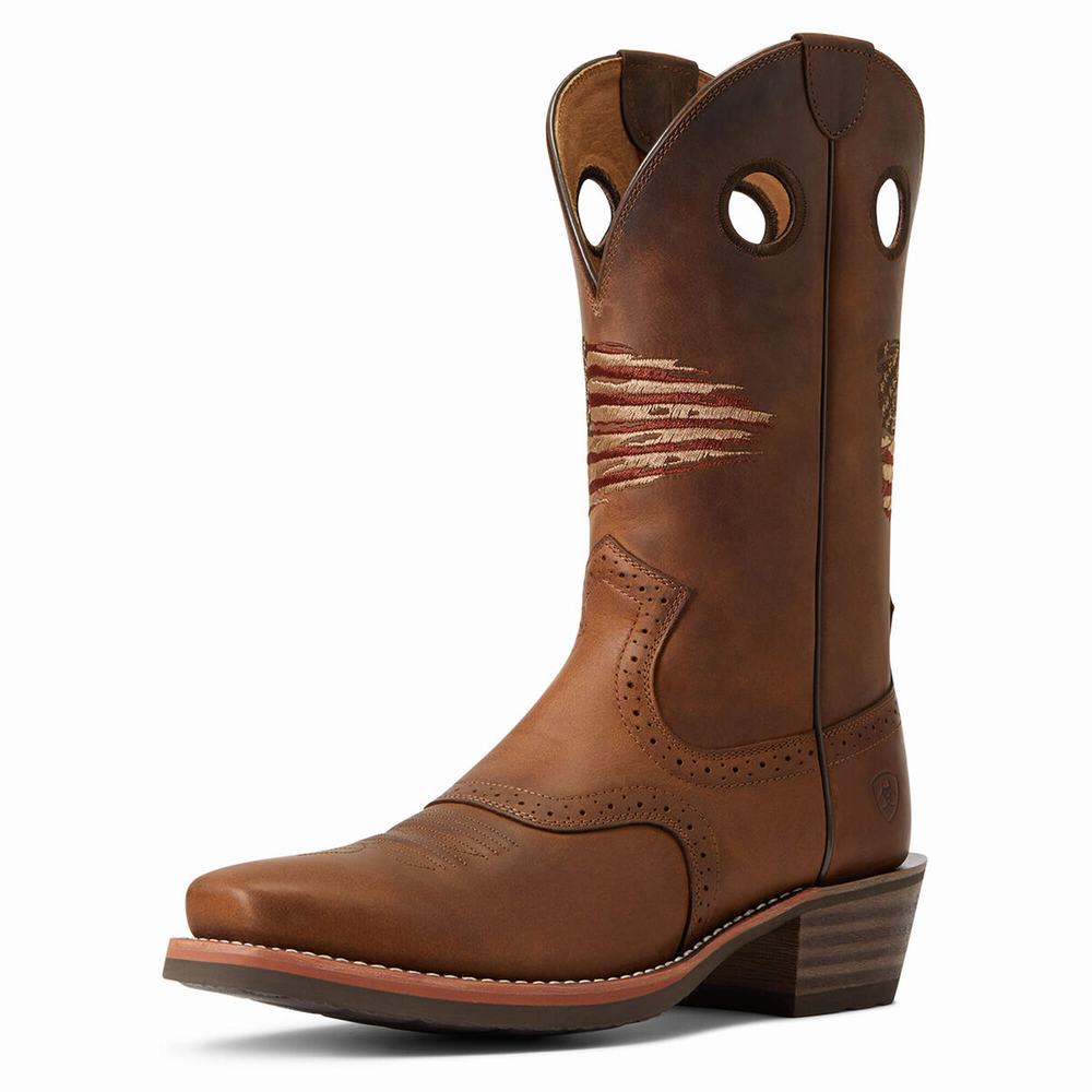 Pánské Westernové Boty Ariat Roughstock Patriot Hnědé | AEPN-93085